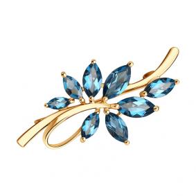 Золотая брошь SOKOLOV 740271 с Лондон топазом 740271 фото