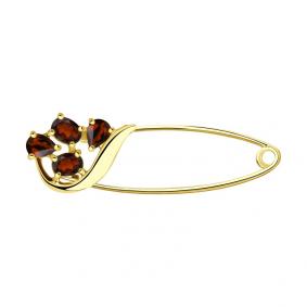Брошь из лимонного золота SOKOLOV 740279-2 с гранатом 740279-2 фото