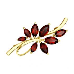 Брошь из лимонного золота SOKOLOV 740354-2 с гранатом 740354-2 фото