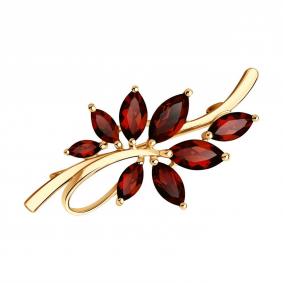 Золотая брошь SOKOLOV 740354 с гранатом 740354 фото
