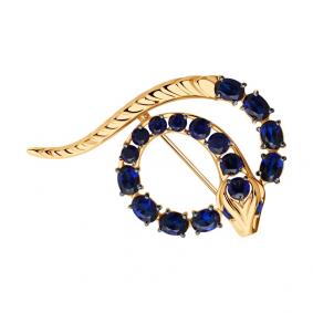 Золотая брошь SOKOLOV 740356 с сапфировым корундом 740356 фото