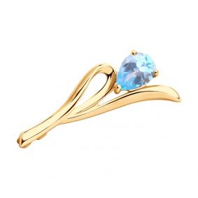 Золотая брошь SOKOLOV 740378 с топазом 740378 фото