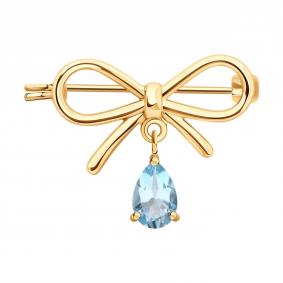 Золотая брошь SOKOLOV 740412 с топазом 740412 фото