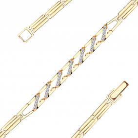 Золотой браслет AQUAMARINE 74157А с фианитом 74157А фото