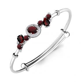 Серебряный браслет AQUAMARINE 7438703А с фианитом и гранатом 7438703А фото
