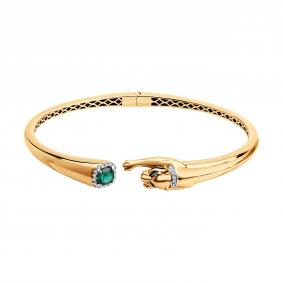 Золотой браслет SOKOLOV 75-00028 с бриллиантом и гидротермальным изумрудом 75-00028 фото