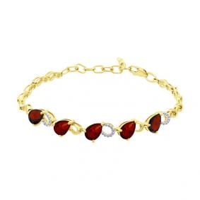 Браслет из лимонного золота SOKOLOV 750181-2 с фианитом и гранатом 750181-2 фото