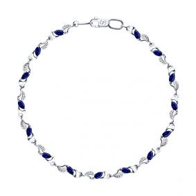 Браслет из белого золота SOKOLOV 750240-3 с фианитом и сапфировым корундом 750240-3 фото