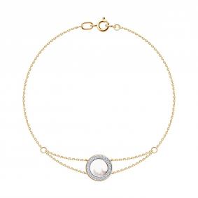 Золотой браслет SOKOLOV 750547 с фианитом и перламутром 750547 фото