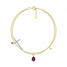 Золотой браслет SOKOLOV 750621-2 с топазом и рубином 750621-2 фото