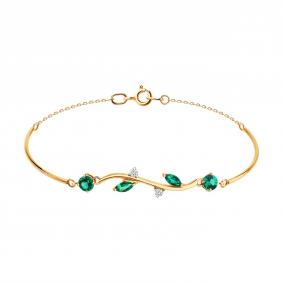 Золотой браслет SOKOLOV 750639 с фианитом и гидротермальным изумрудом 750639 фото