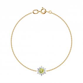 Золотой браслет SOKOLOV 750656 с фианитом и кварцем 750656 фото