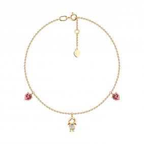 Золотой браслет SOKOLOV с ситаллом цвета Морганит и фианитом 750675 750675 фото