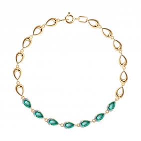Золотой браслет SOKOLOV 750676 с фианитом и гидротермальным изумрудом 750676 фото