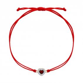 Текстильный шнурок с декоративным элементом из золота SOKOLOV с гранатом и фианитом 750689 750689 фото