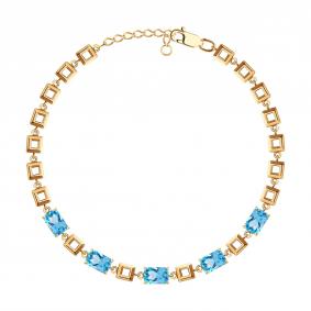 Золотой браслет SOKOLOV 750695 с топазом и сапфиром 750695 фото