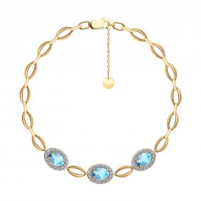 Золотой браслет SOKOLOV 750710 с топазом и фианитом 750710 фото