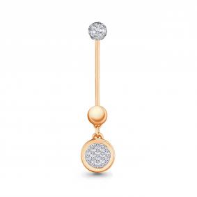 Золотой пирсинг в пупок AQUAMARINE с фианитом 75506А 75506А фото