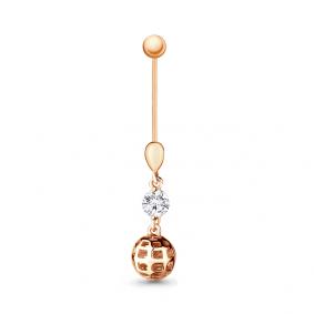 Золотой пирсинг в пупок AQUAMARINE с фианитом 75513 75513 фото