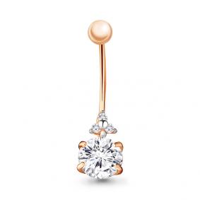 Золотой пирсинг AQUAMARINE 75537А с фианитом 75537А фото