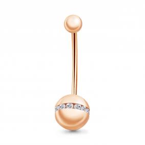 Золотой пирсинг в пупок AQUAMARINE с фианитом 75539А 75539А фото