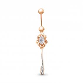 Золотой пирсинг в пупок AQUAMARINE с фианитом 75544 75544 фото