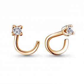 Золотой пирсинг в нос AQUAMARINE с фианитом 75557 75557 фото