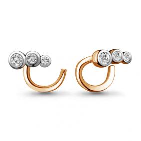 Золотой пирсинг в нос AQUAMARINE с фианитом 75570А 75570А фото