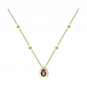 77-00016-2: Колье из желтого золота с бриллиантами и аметистом 77-00016-2 фото