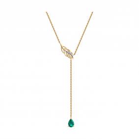 Золотое колье SOKOLOV 77-00029 с бриллиантом и гидротермальным изумрудом 77-00029 фото