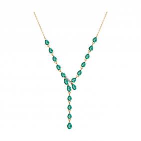 Золотое колье SOKOLOV 77-00038 с бриллиантом и гидротермальным изумрудом 77-00038 фото