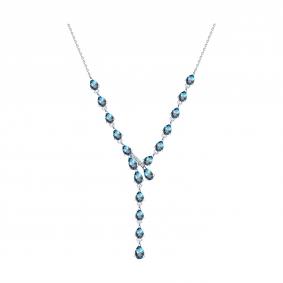 Колье из белого золота SOKOLOV 77-00040-3 с бриллиантом и Лондон топазом 77-00040-3 фото