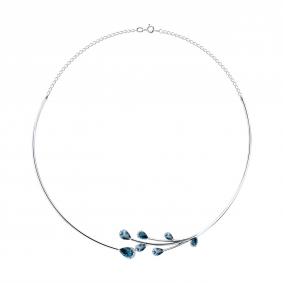 Колье из белого золота SOKOLOV 77-00042-3 с бриллиантом и Лондон топазом 77-00042-3 фото