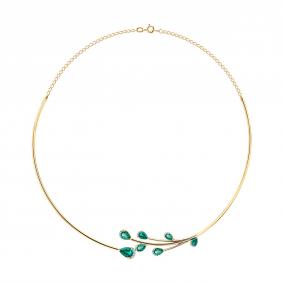 Золотое колье SOKOLOV 77-00043 с бриллиантом и гидротермальным изумрудом 77-00043 фото