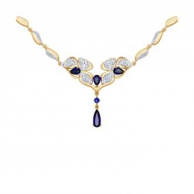 Золотое колье SOKOLOV 770116 с фианитом и сапфировым корундом 770116 фото