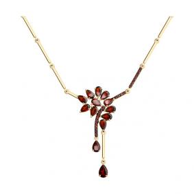 Золотое колье SOKOLOV 770186 с фианитом и гранатом 770186 фото