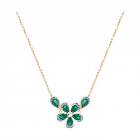 Золотое колье SOKOLOV 770527 с фианитом, гидротермальным изумрудом и горным хрусталём 770527 фото
