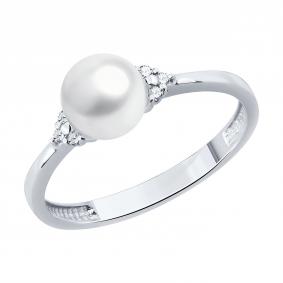 Золотое кольцо SOKOLOV 79-10047-3 с бриллиантом и жемчугом 79-10047-3 фото