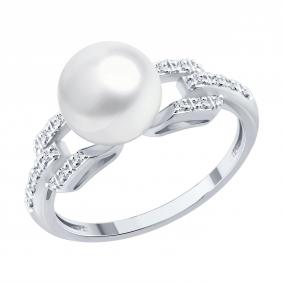 Золотое кольцо SOKOLOV 79-10049-3 с бриллиантом и жемчугом 79-10049-3 фото