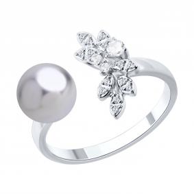 Кольцо из белого золота SOKOLOV 79-10052-3 с топазом, бриллиантом, жемчугом и горным хрусталём 79-10052-3 фото