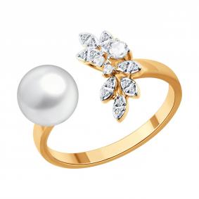 Золотое кольцо SOKOLOV 79-10053 с топазом, бриллиантом, жемчугом и горным хрусталём 79-10053 фото