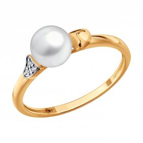Золотое кольцо SOKOLOV 79-10058 с бриллиантом и жемчугом 79-10058 фото