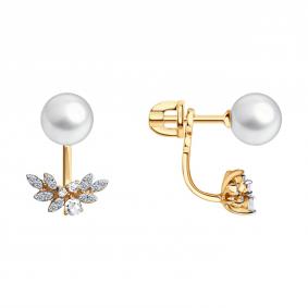 Золотые серьги-трансформеры SOKOLOV с бриллиантом и миксом камней 79-20104 79-20104 фото