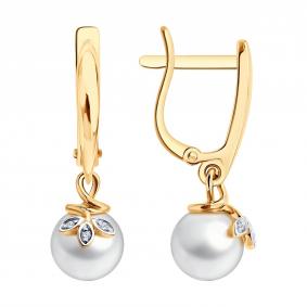 Золотые серьги SOKOLOV 79-20107 с бриллиантом и жемчугом 79-20107 фото