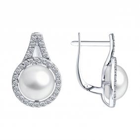 Серьги из белого золота SOKOLOV 79-20110-3 с бриллиантом и жемчугом 79-20110-3 фото