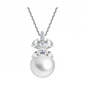 Подвеска из белого золота SOKOLOV 79-30030-3 с бриллиантом, жемчугом и горным хрусталём 79-30030-3 фото
