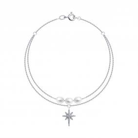 Золотой браслет SOKOLOV 79-50011-3 с бриллиантом и жемчугом 79-50011-3 фото