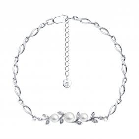 Золотой браслет SOKOLOV 79-50020-3 с бриллиантом и жемчугом 79-50020-3 фото