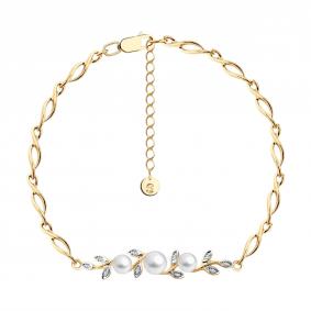 Золотой браслет SOKOLOV 79-50020 с бриллиантом и жемчугом 79-50020 фото