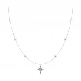 Колье из белого золота SOKOLOV 79-70020-3 с бриллиантом и жемчугом 79-70020-3 фото